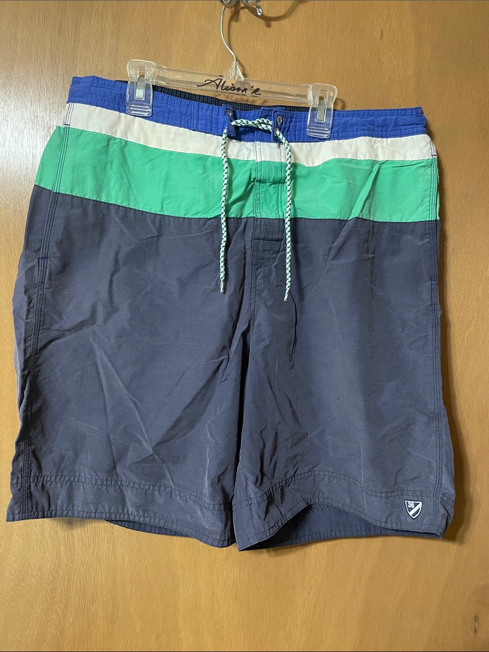 Daniel Cremieux Navy, Green & White Colorblock Swim Trunks